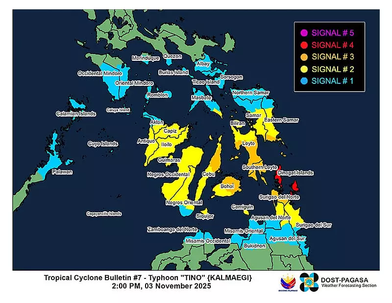 Typhoon Tino Intensifies: Signal No. 4 Raised in Multiple Mindanao Areas as Storm Maintains Strength
