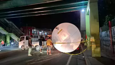 Fuel Tanker Overturns After Hitting Skywalk in Talisay City, No Injuries Reported