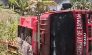 Junk Shop in Badian Ravaged by Fire; Fire Truck Overturns en Route