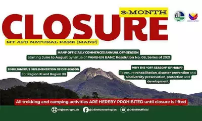 DENR-Davao Announces Annual 3-Month Closure of Mt. Apo Natural Park