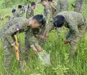 Army troops plant 200 Narra seedlings for Philippine Arbor Day in Sulu